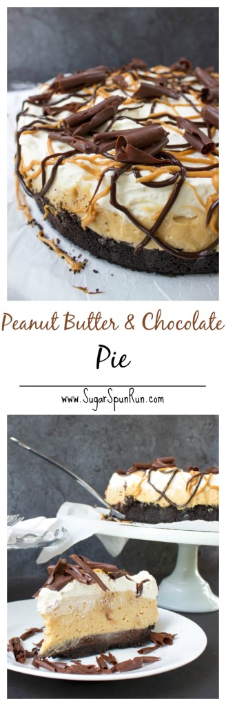 Deep Dish Peanut Butter and Chocolate Pie -- SugarSpunRun