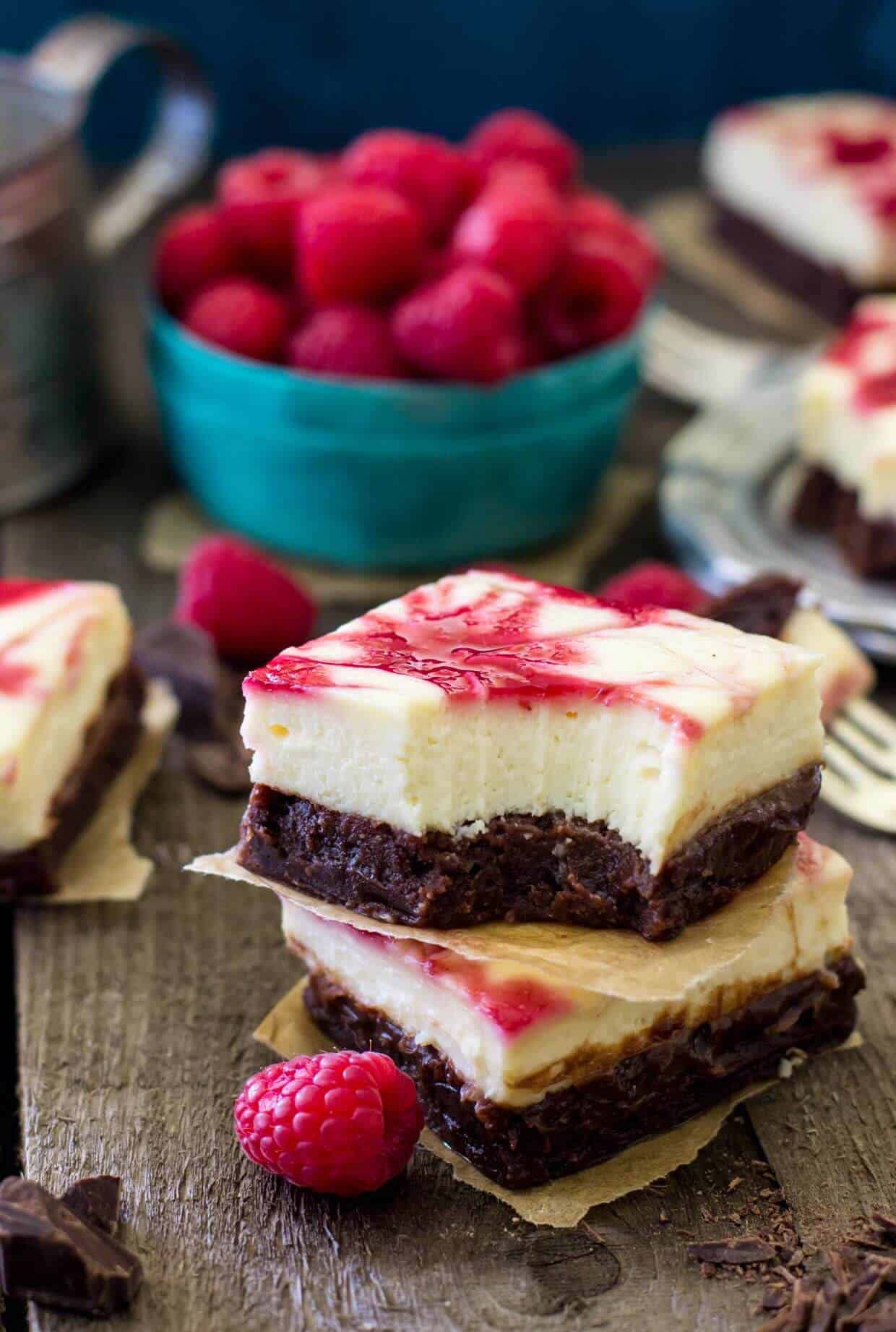 Raspberry Cheesecake Brownies - Sugar Spun Run