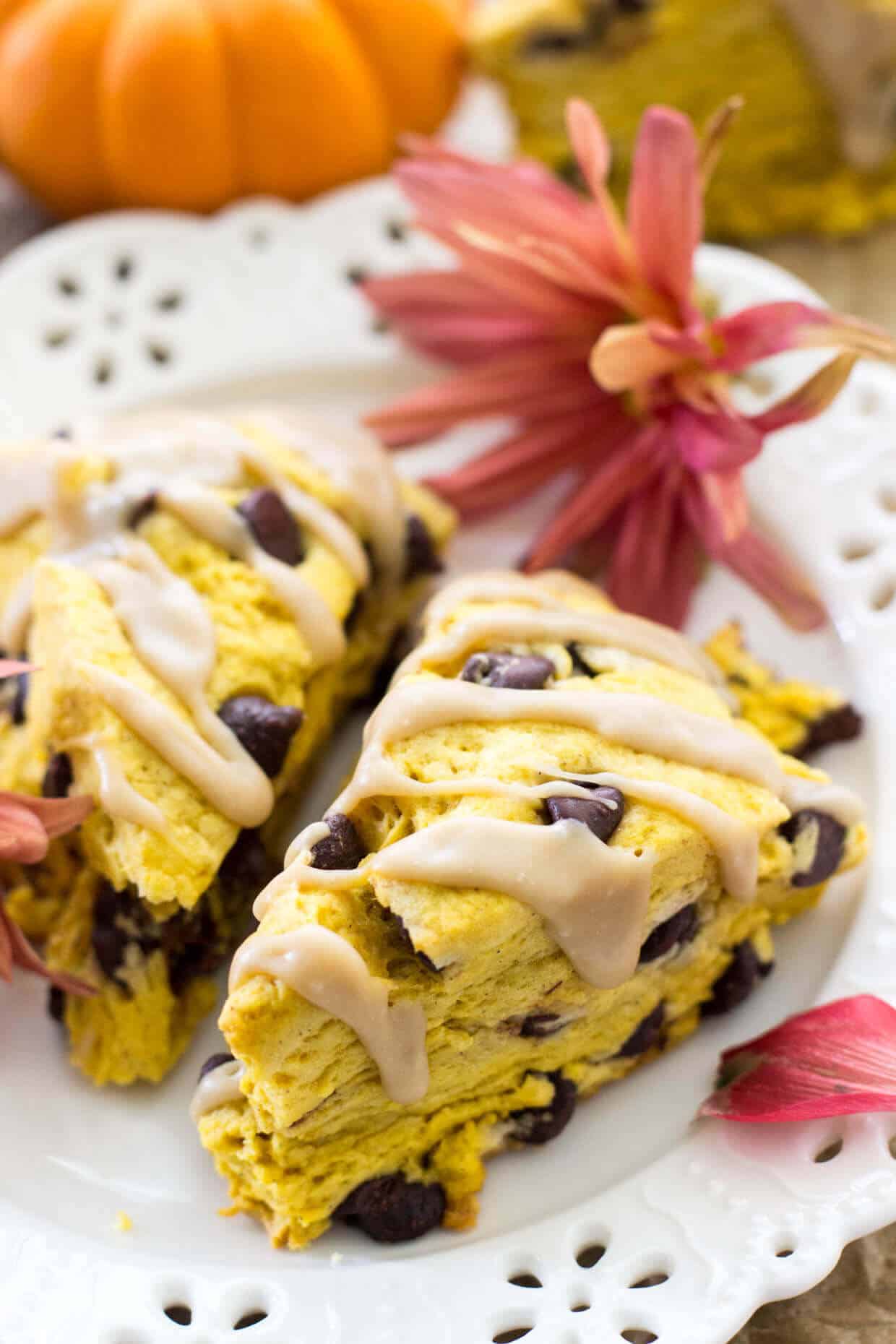 Pumpkin Scones with Caramel Glaze Sugar Spun Run